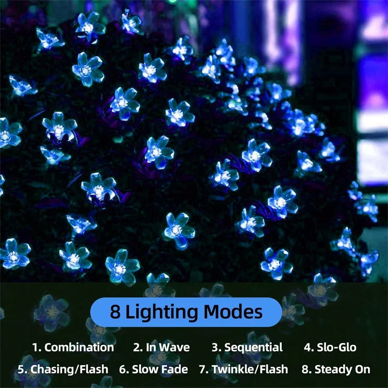 🌸 Luci Solari a Forma di Fiori – Catena Luminosa Decorativa da Giardino