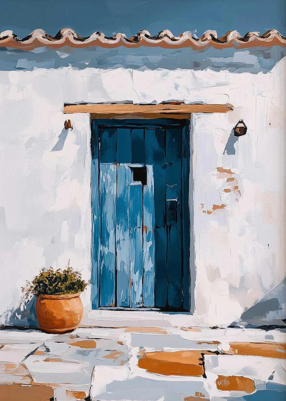 Italy Mediterranean  Santorini Coastal Boat Door Village Greece Canvas Painting Poster Print Wall Art for Living Room Home Decor