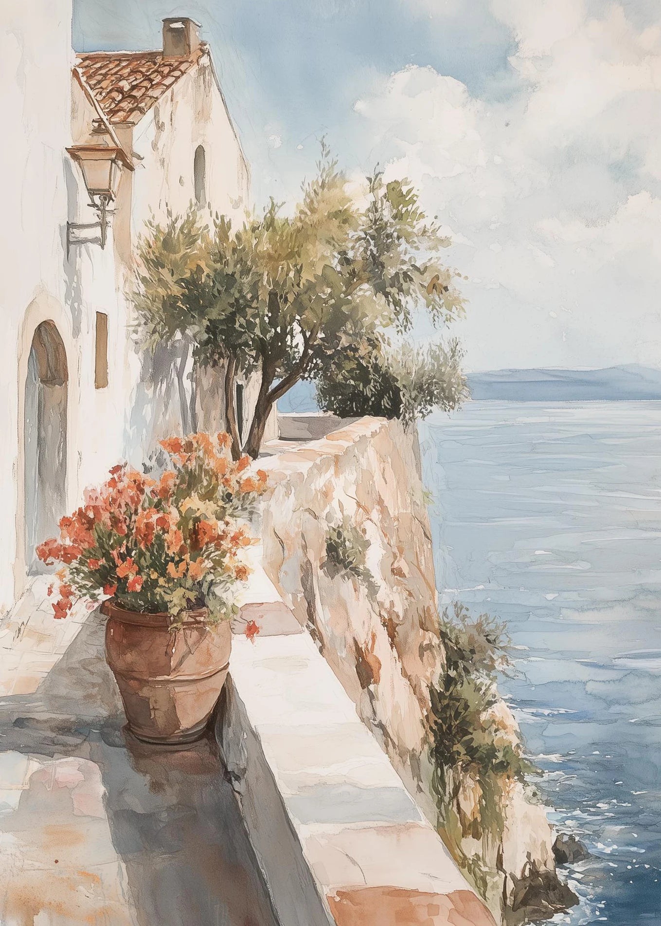 Italy Mediterranean  Santorini Coastal Boat Door Village Greece Canvas Painting Poster Print Wall Art for Living Room Home Decor