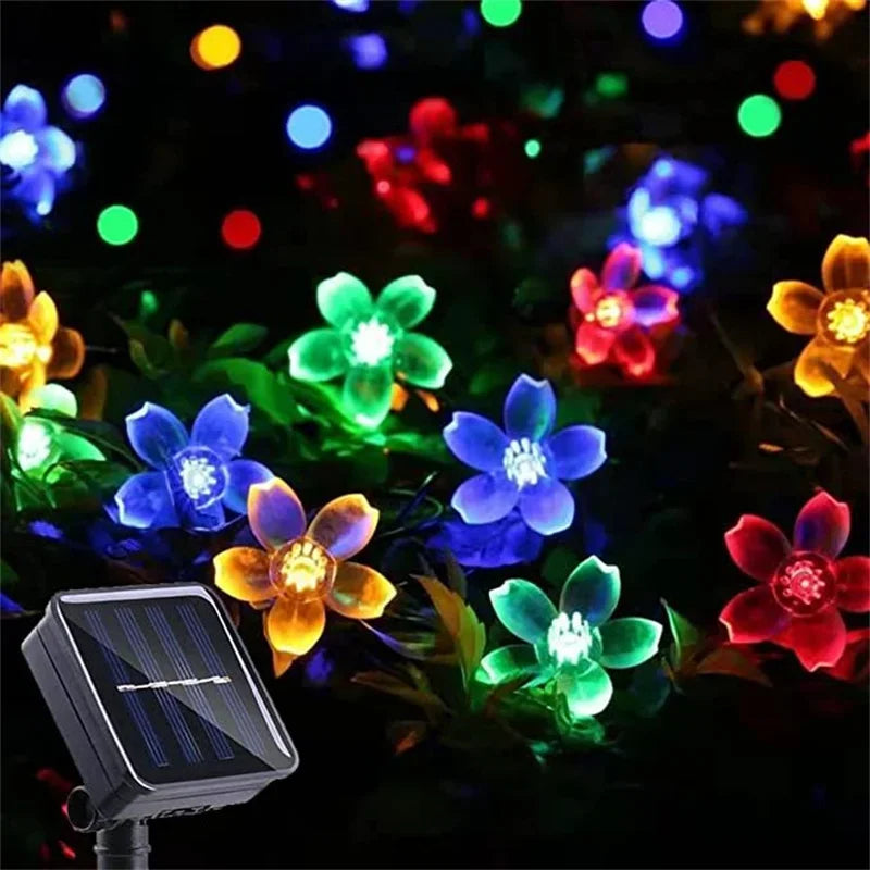 🌸 Luci Solari a Forma di Fiori – Catena Luminosa Decorativa da Giardino