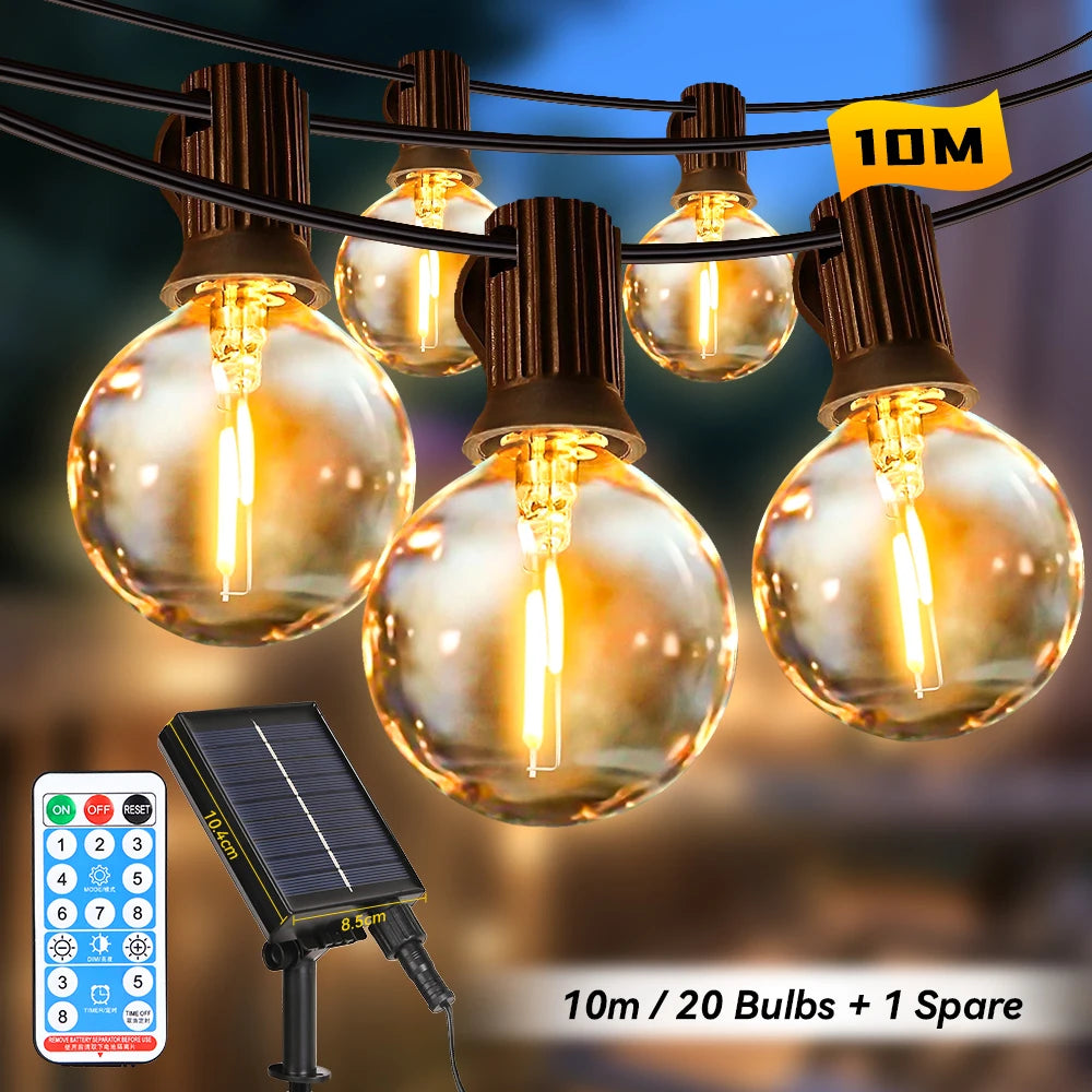 Luci Solari a Catena LED con Telecomando – Illuminazione Decorativa da Esterno