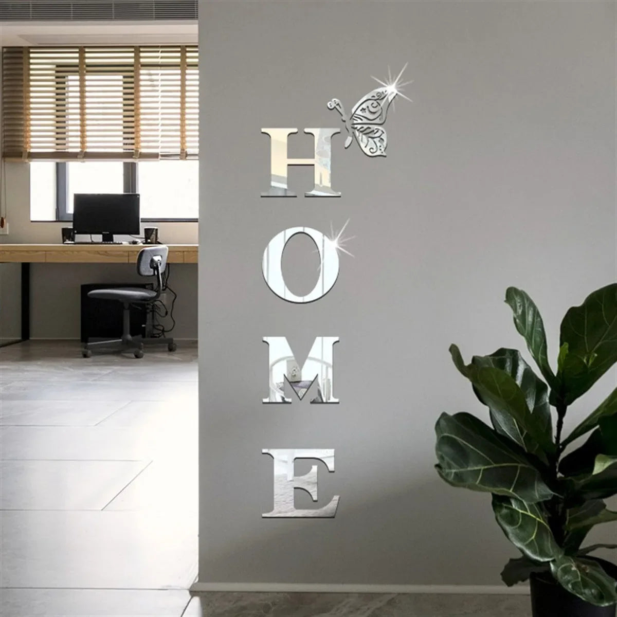 Sticker da Parete 3D “HOME” – Decorazione Effetto Specchio