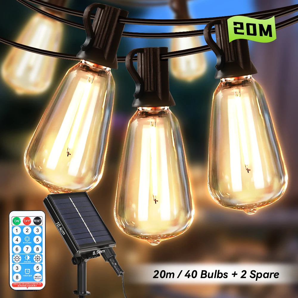 Luci Solari a Catena LED con Telecomando – Illuminazione Decorativa da Esterno