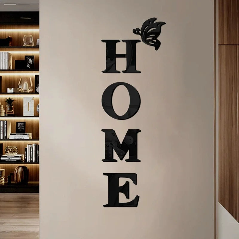Sticker da Parete 3D “HOME” – Decorazione Effetto Specchio