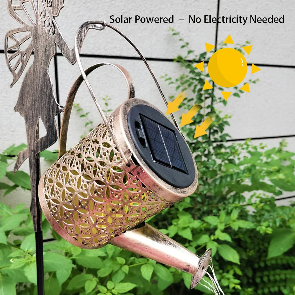 Annaffiatoio Solare Decorativo LED – Lampada da Giardino Effetto Cascata
