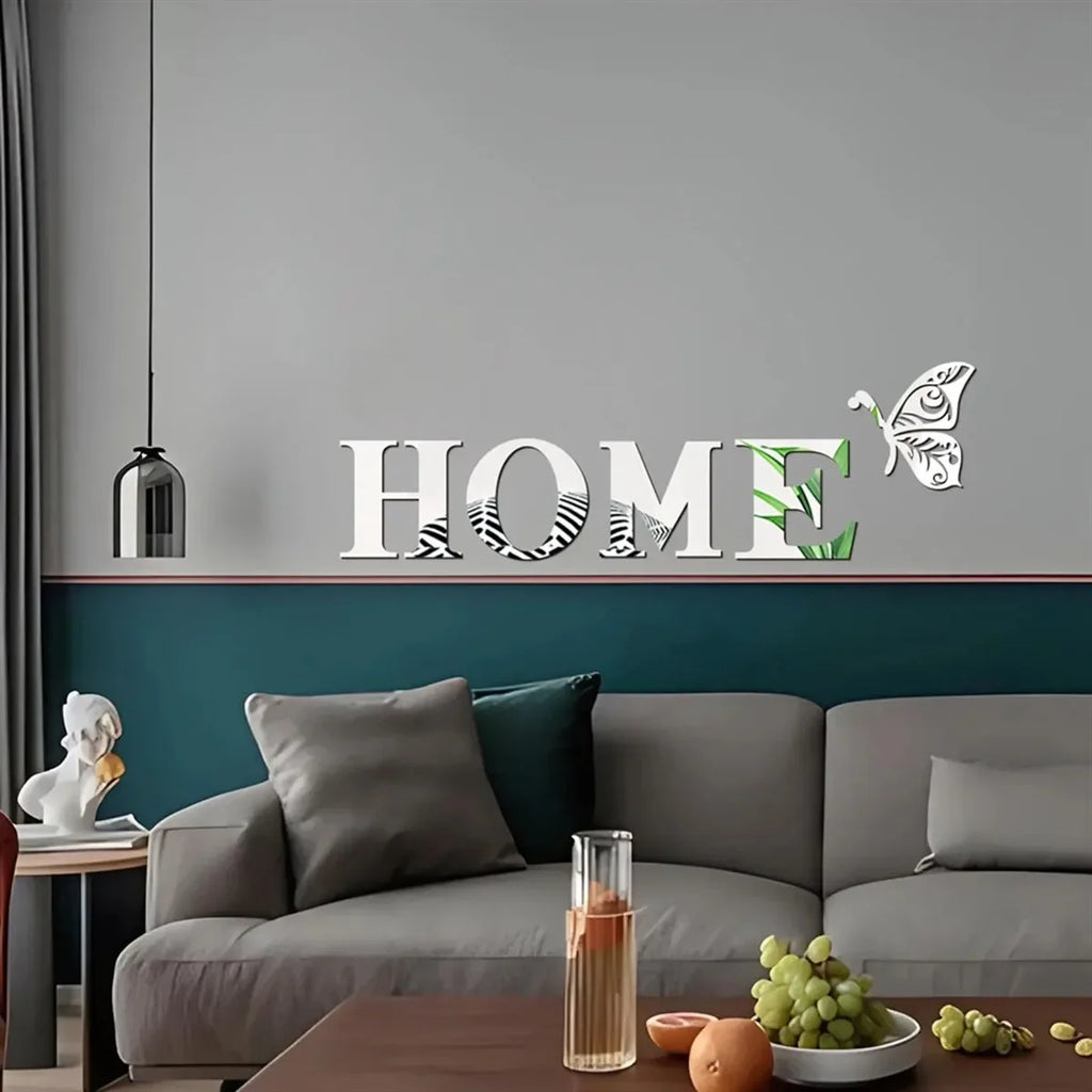 Sticker da Parete 3D “HOME” – Decorazione Effetto Specchio