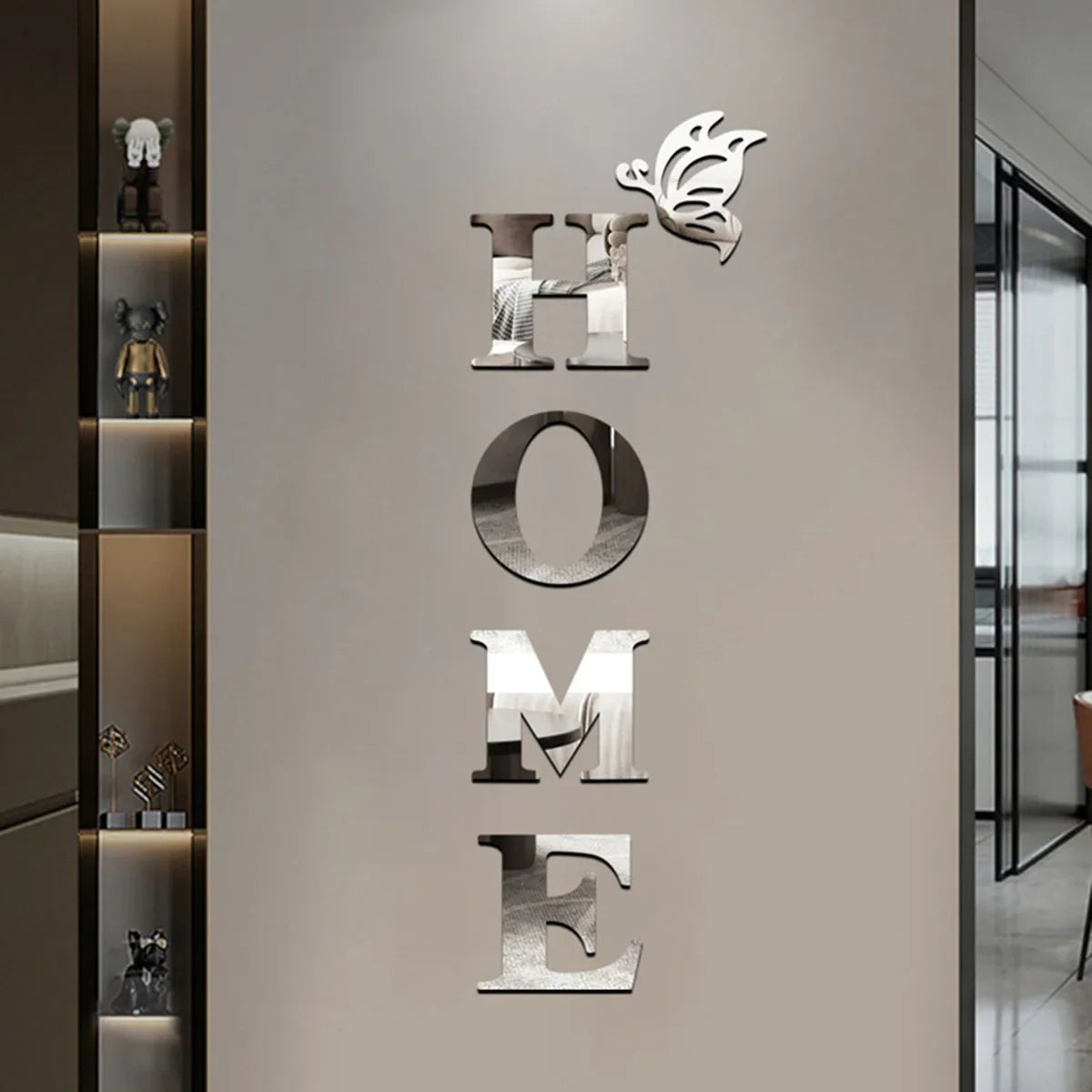 Sticker da Parete 3D “HOME” – Decorazione Effetto Specchio