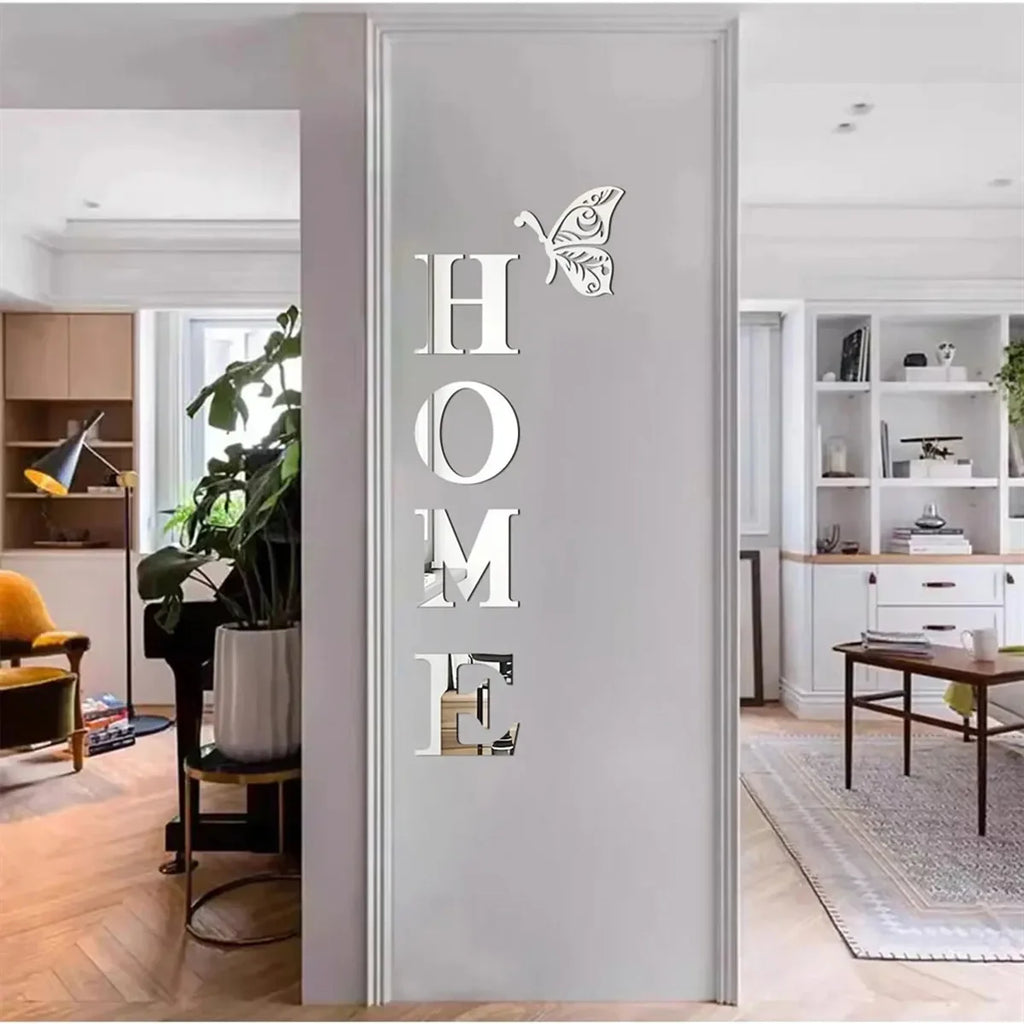 Sticker da Parete 3D “HOME” – Decorazione Effetto Specchio