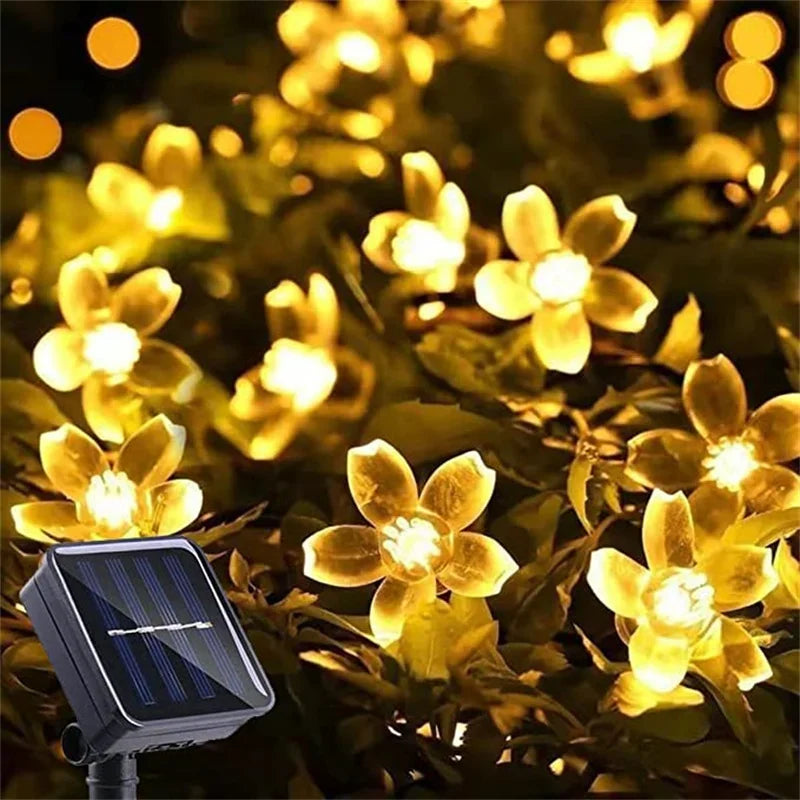 🌸 Luci Solari a Forma di Fiori – Catena Luminosa Decorativa da Giardino