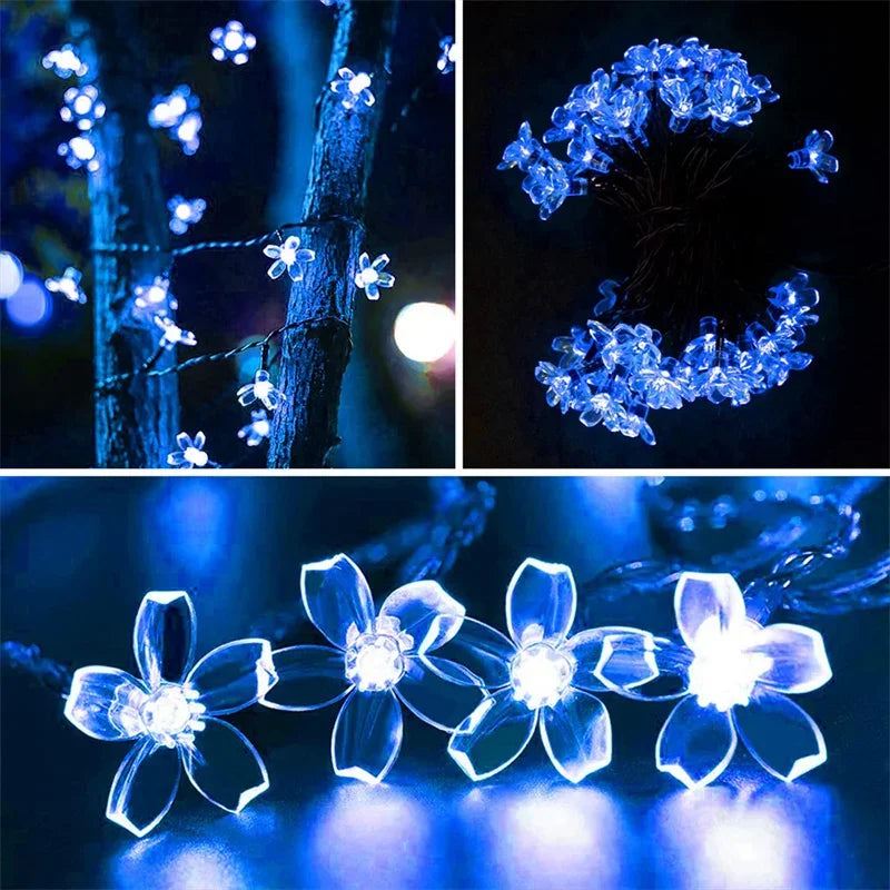 🌸 Luci Solari a Forma di Fiori – Catena Luminosa Decorativa da Giardino