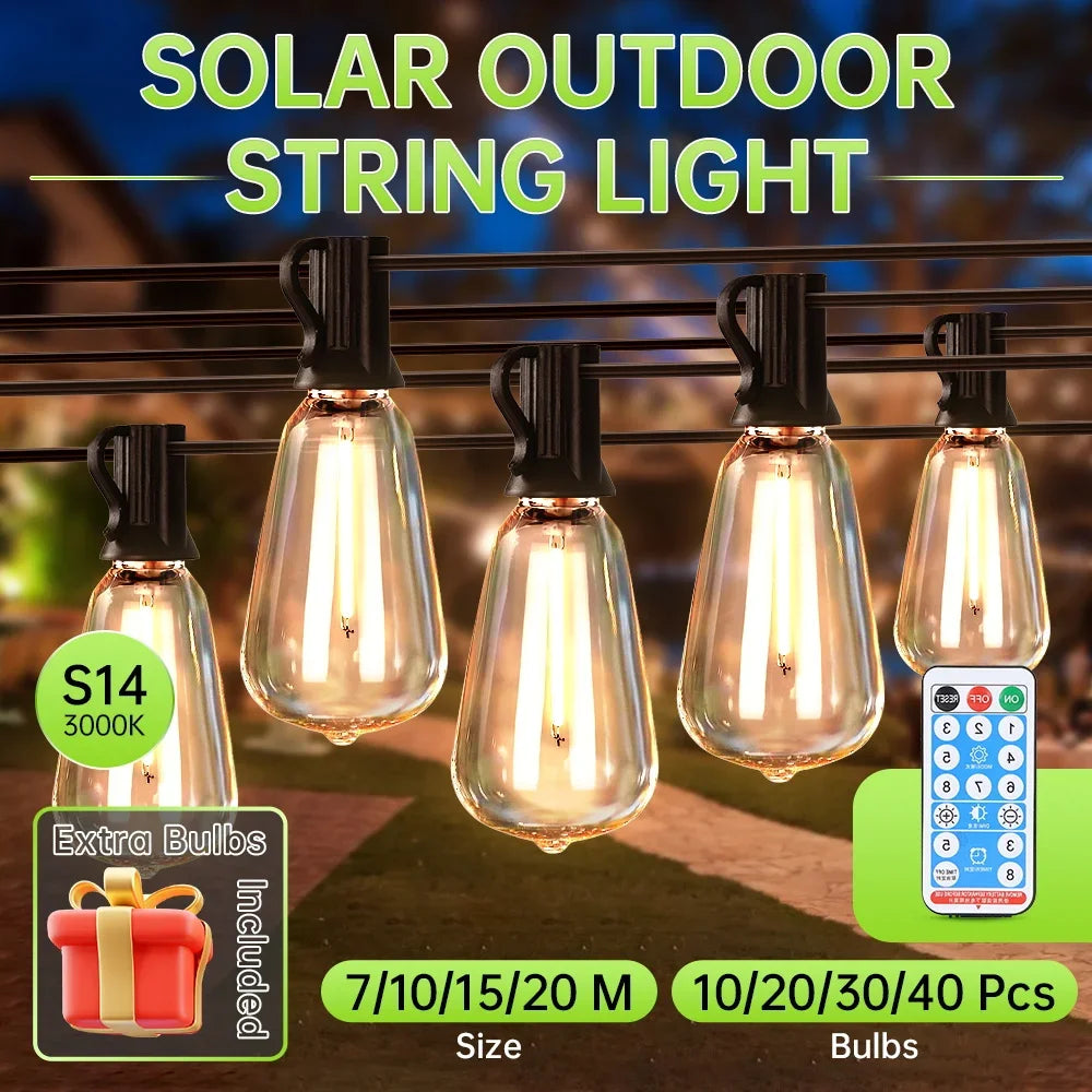 Luci Solari a Catena LED con Telecomando – Illuminazione Decorativa da Esterno