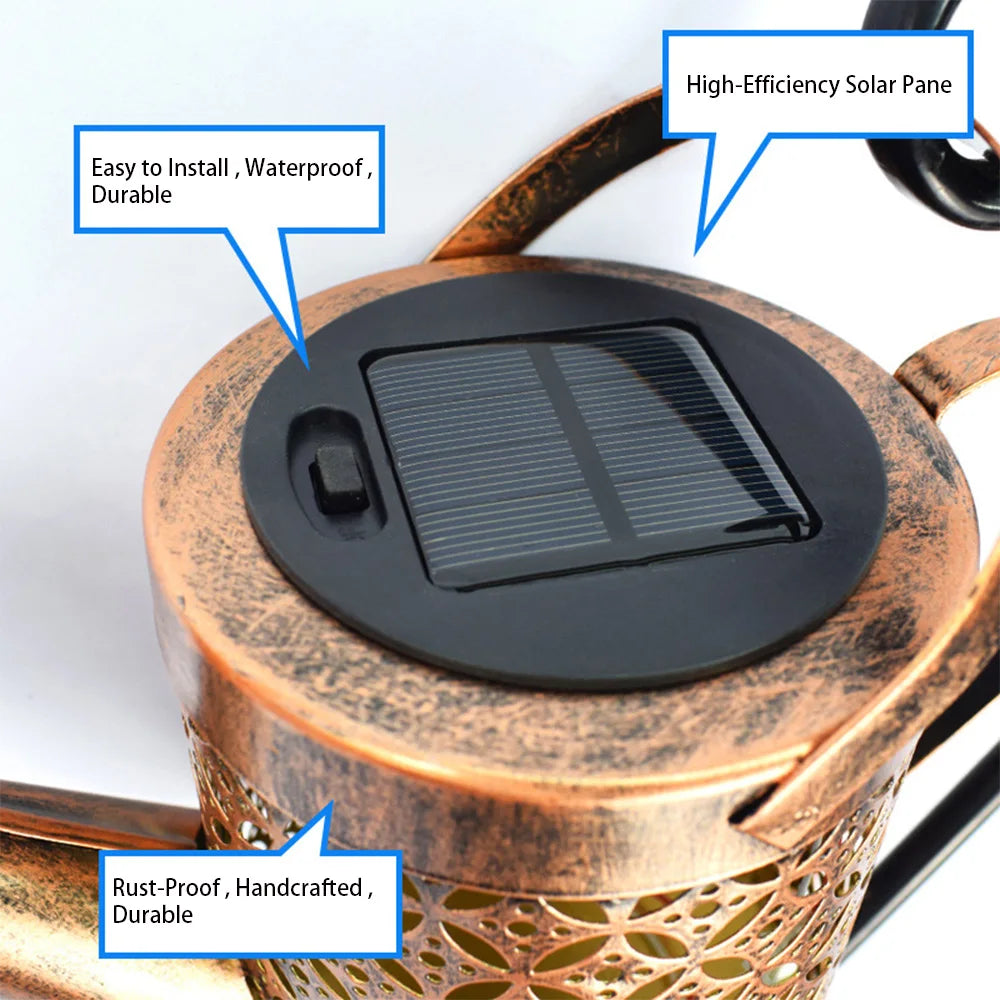 Annaffiatoio Solare Decorativo LED – Lampada da Giardino Effetto Cascata