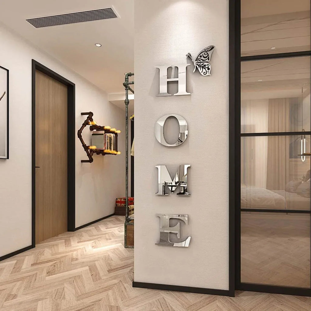 Sticker da Parete 3D “HOME” – Decorazione Effetto Specchio