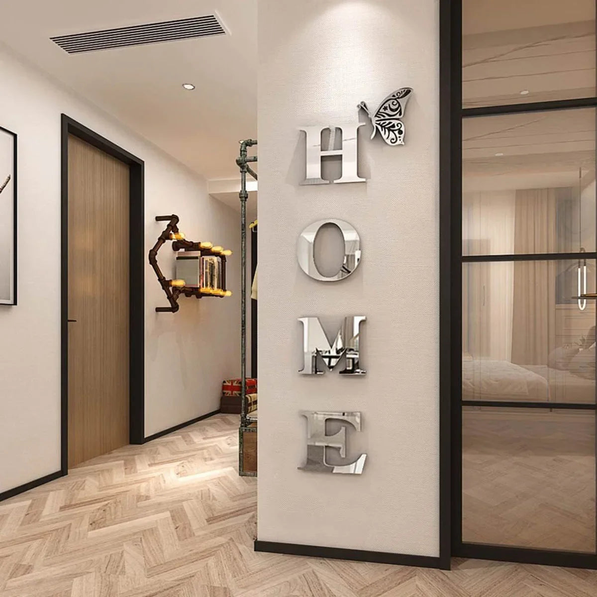 Sticker da Parete 3D “HOME” – Decorazione Effetto Specchio