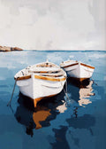Italy Mediterranean  Santorini Coastal Boat Door Village Greece Canvas Painting Poster Print Wall Art for Living Room Home Decor