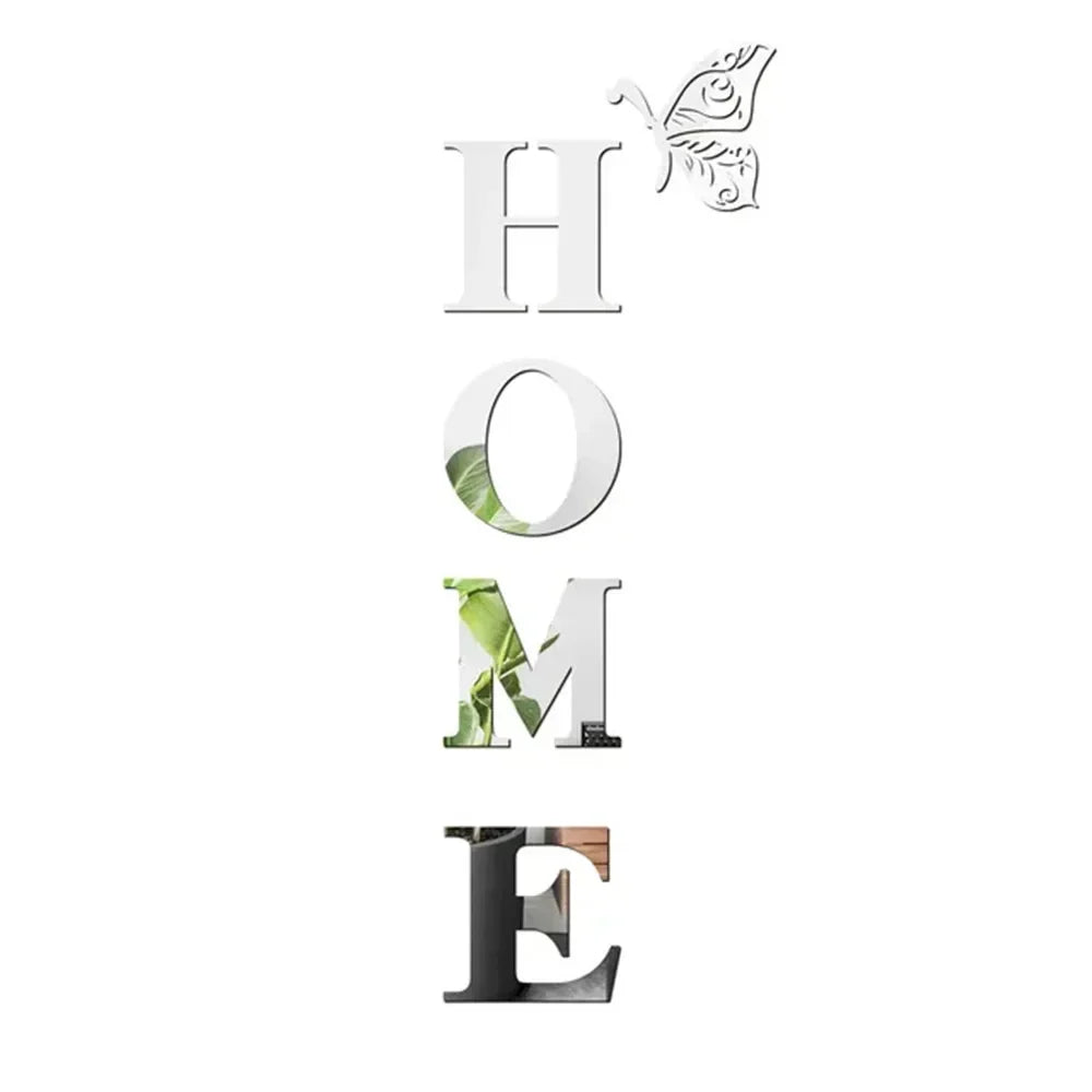 Sticker da Parete 3D “HOME” – Decorazione Effetto Specchio